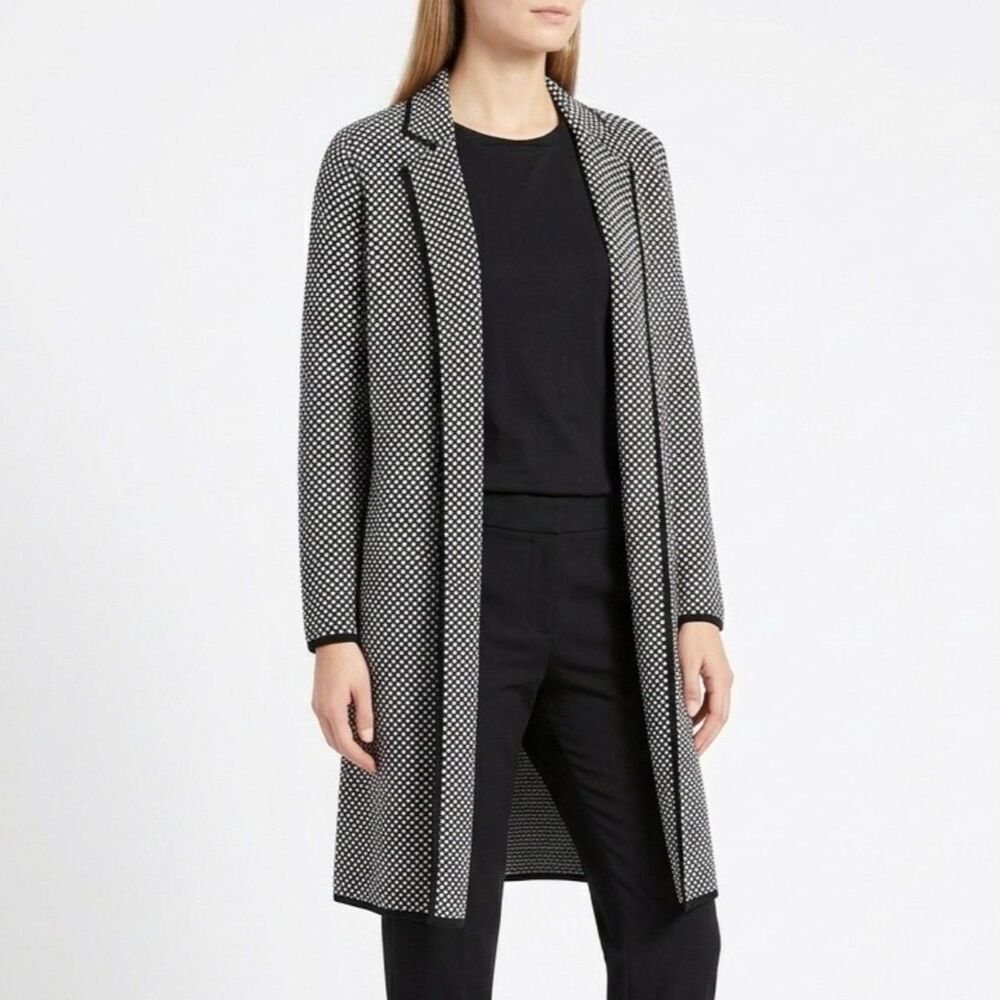 Philosophy Women’s Size L Black & White Polka Dot Open Front Duster Cardigan